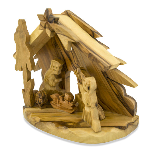 Hand-Carved Olive Wood Nativity Scene