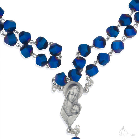 Madonna and Child Rosary with Geometric Glass Beads