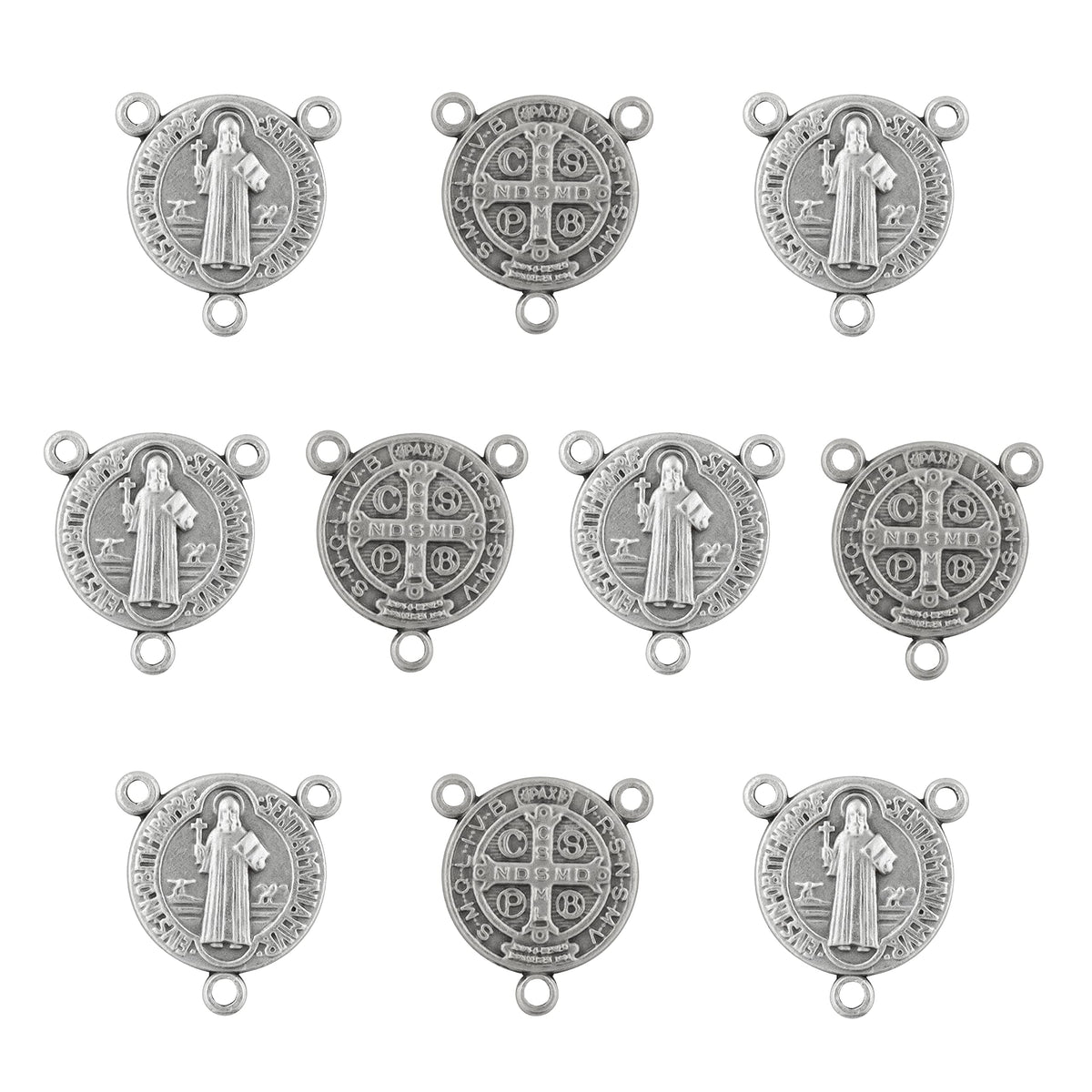 10-Pack of St. Benedict Medal Rosary Centers, 3/4" Long