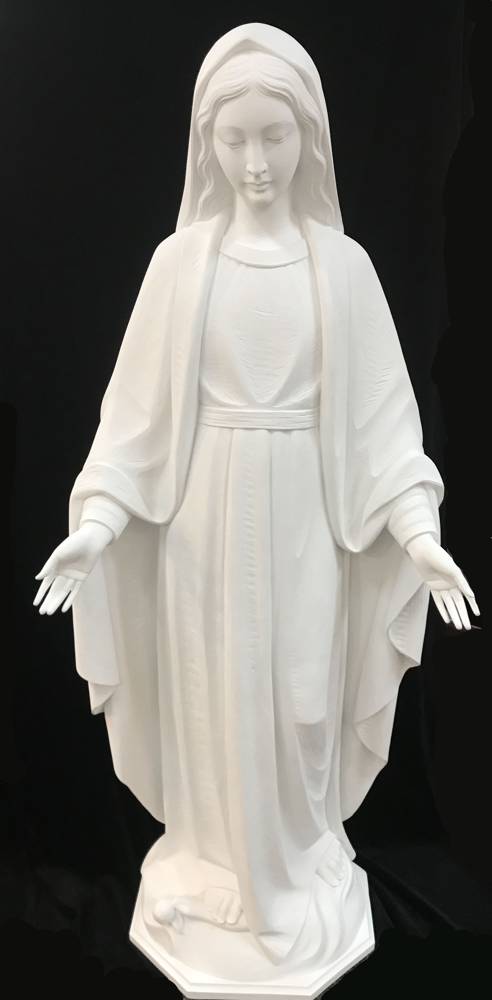 Our Lady of Grace 5' Statue - White Marble Fiberglass | Made in Italy Demetz Art Studio
