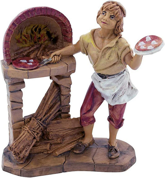5" Pizza Baker with Oven Nativity Figurine | Christmas Nativity | Hand-Painted and Made in Italy