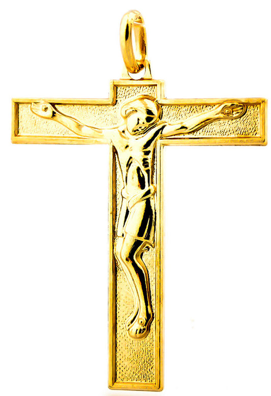 Gold-Tone Romanesque Crucifix Pendant