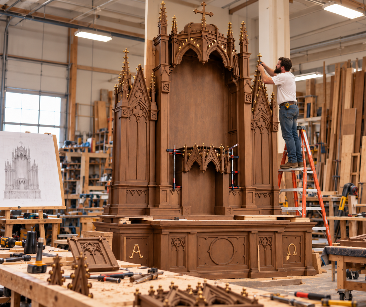 Custom Church Altar Design and fabrication, Let Trinity help Design your new project!