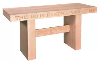 The Serene Unfinished Communion Table with Clean Plain Trim, Creating a Humble and Sacred Space for Communion and Worship