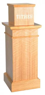 Locking Tithe Box with Engraved Lettering and Soft Lighting for Secure Contributions