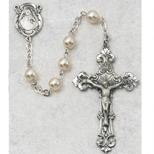 6MM PEARL GLASS ROSARY