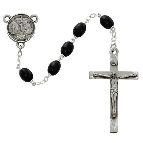 6X8MM BLACK WOOD OVAL ROSARY