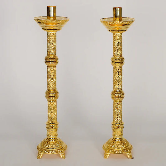Gold Plated Candlestick – Elegant Church Altar Candle Holder