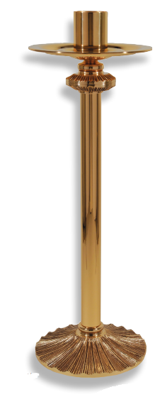 Low Profile Paschal Candlestick - 3" Socket | High Polish & Textured Bronze