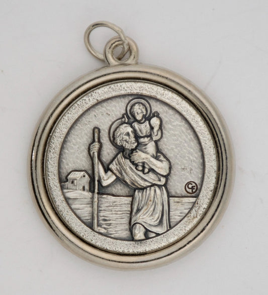 1 1/4" Catholic Saint Medal with Polished Trim (Christopher / Michael) (''1.1x")