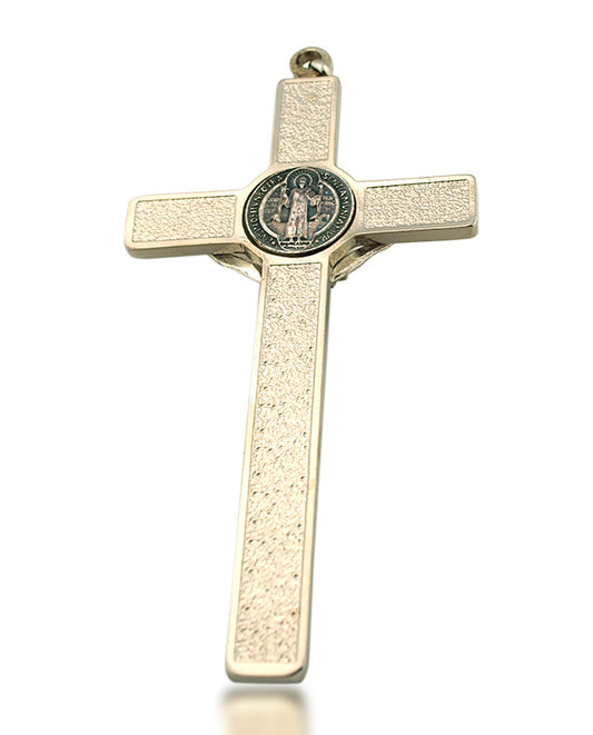 St. Benedict Wall Crucifix with Colored Enamel and Booklet Explaining the St. Benedict Medal (Luminous (Glows in the Dark!))