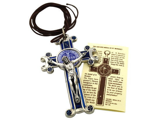 St. Benedict Crucifix with Cord and Booklet (Blue)