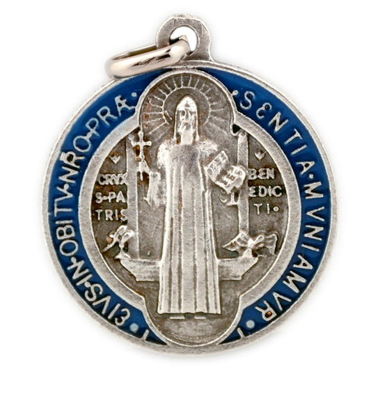 St. Benedict Medal with Blue and Red Enamel (Lot of 1)