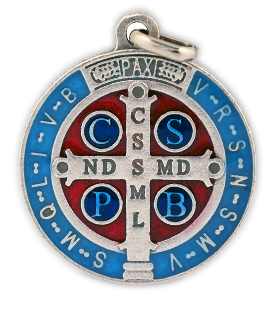 St. Benedict Medal with Blue and Red Enamel (Lot of 1)