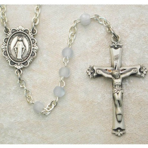 SS 3MM BLUE PEARL ROSARY