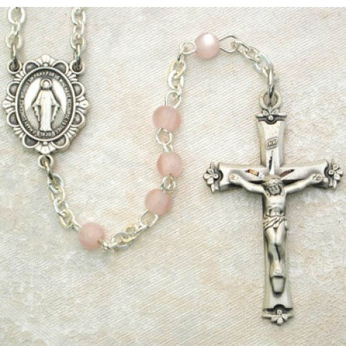 SS 3MM PINK PEARL ROSARY