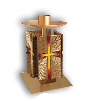 Altar Candlestick | Dark Stain Oak & Satin Bronze