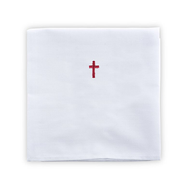 100% Linen Corporal with Red Cross – 12 Pack | Catholic Altar Communion Linen