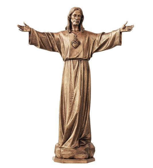 Fiberglass Bronze Sacred Heart of Jesus Welcoming Christ Statue from Italy