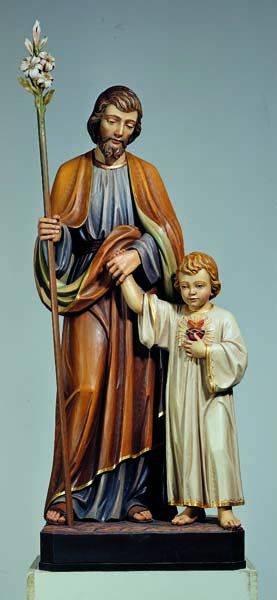 Hand Carved in Linden Wood or Fiberglass St. Joseph with Boy Jesus Statue | Made in Italy