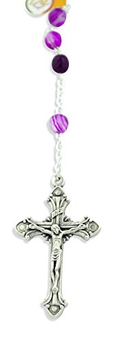 Beautiful Catholic Rosary with Glass Beads (Magenta)