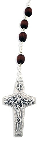 Pope Francis Papal Wood Rosary with Good Shepherd Cross