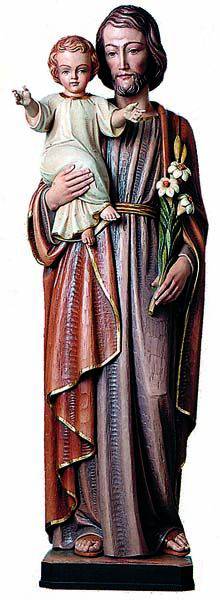Hand Carved in Linden Wood St. Joseph with Child Statue | Made in Italy