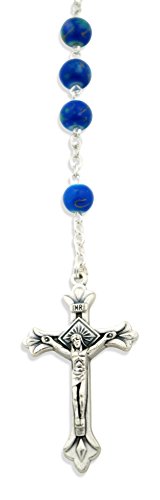 Glass Bead Catholic Rosary - Multicolor (Blue)