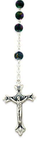 Glass Bead Catholic Rosary - Multicolor (Green)
