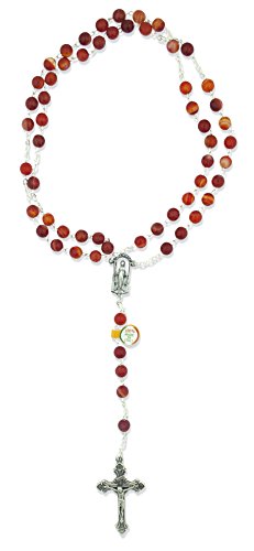 Beautiful Catholic Rosary with Glass Beads (Orange)