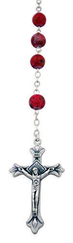 Glass Bead Catholic Rosary - Multicolor (Red)