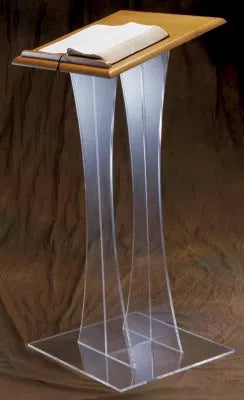 Minimalist Wood-Top Lectern with Acrylic Pedestal for Religious Ceremonies