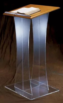 Sophisticated Lectern with Wood Surface and Acrylic Pedestal for Faith-Based Spaces