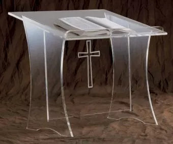 Classic Tabletop Lectern with Acrylic Top and Cross for Faithful Presentations