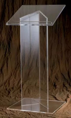 Clear View Acrylic Lectern with Elegant Pedestal and Transparent Top for Professional Presentations