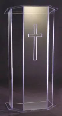 Contemporary Lectern with Acrylic Top and Organizational Shelf