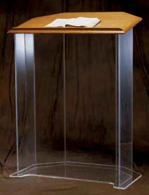 Graceful Pulpit with Cross and Convenient Shelf for Faithful Worship and Reflection Wood Top