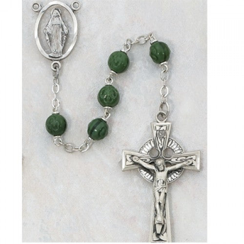 7MM GREEN SHAMROCK ROSARY