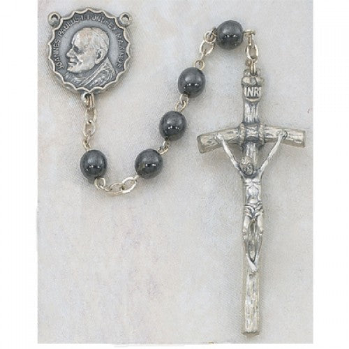 6MM HEMATITE PAPAL ROSARY