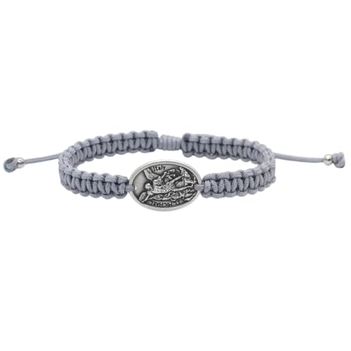 St. Michael Bracelet Woven Adjustable Bracelet | Catholic Religious Jewelry with St. Michael Medal Charm | Patron Saint of Police Officers and Military | Faith Inspired Gift