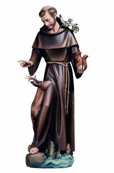Hand Carved in Linden Wood St. Francis of Assisi with Animals Statue | Made in Italy