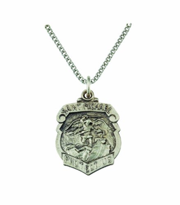 Sterling Sliver Saint Michael Shield Medal