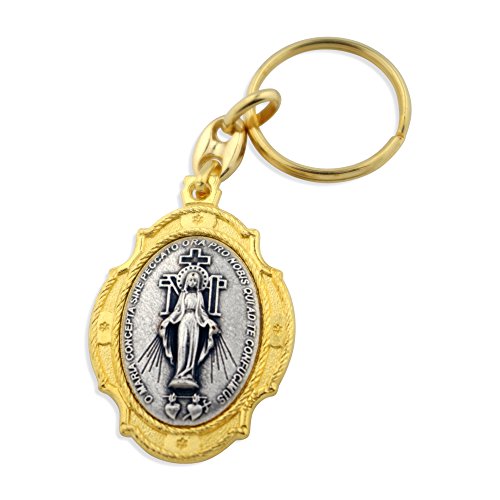 Deluxe Gold Catholic Keychain (Divine Mercy / Immaculate Conception)