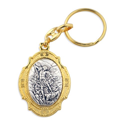 Deluxe Gold Catholic Keychain (Saint Christopher / Saint Michael)