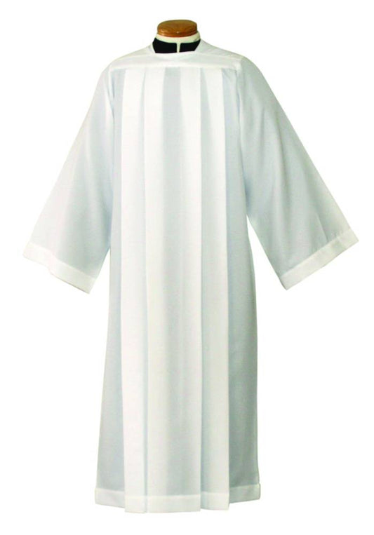 Silky Smooth Poplin Clergy Alb with Plain Square Neck – Lightweight, Washable Liturgical Vestment - X-Small