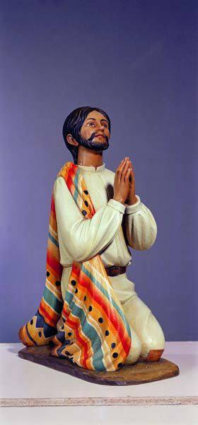 Hand Carved in Linden Wood St. Juan Diego Kneeling Statue