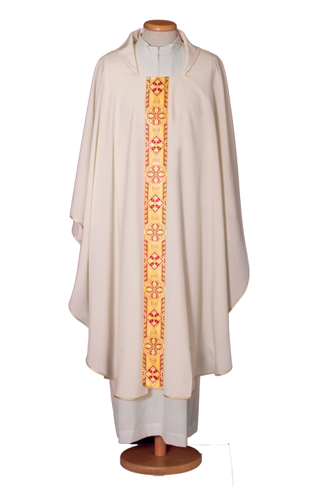 Super-Cheap 100% Polyester Chasuble with Square Collar and Chevron – Simple and Functional Vestment for Liturgical Use