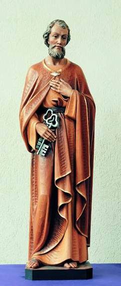 Hand Carved in Linden Wood or Fiberglass St. Peter Statue | Made in Italy