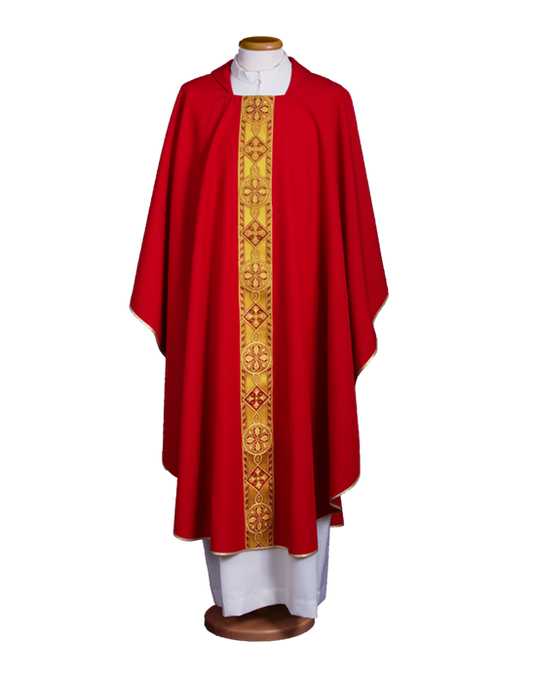Super-Cheap 100% Polyester Chasuble with Square Collar and Chevron – Simple and Functional Vestment for Liturgical Use