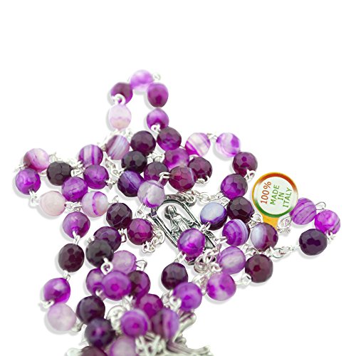 Beautiful Catholic Rosary with Glass Beads (Magenta)